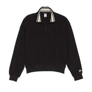 NWT Victoria's Secrect PINK Women's Black Ivy Fleece Half Zip Sweatshirt Size M